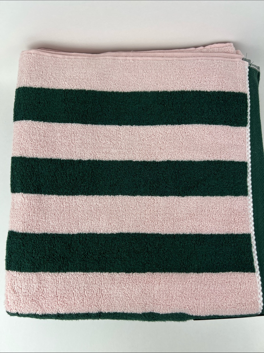 Laura Ashley Bath Towels Sunshine Stripe Pink Dark Green Soft Cotton 2 Pc NEW - Picture 4 of 8